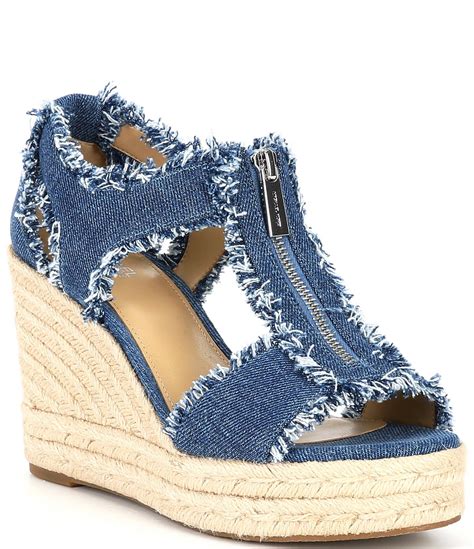 michael michael kors mariana leather and suede wedge|michael kors denim wedges.